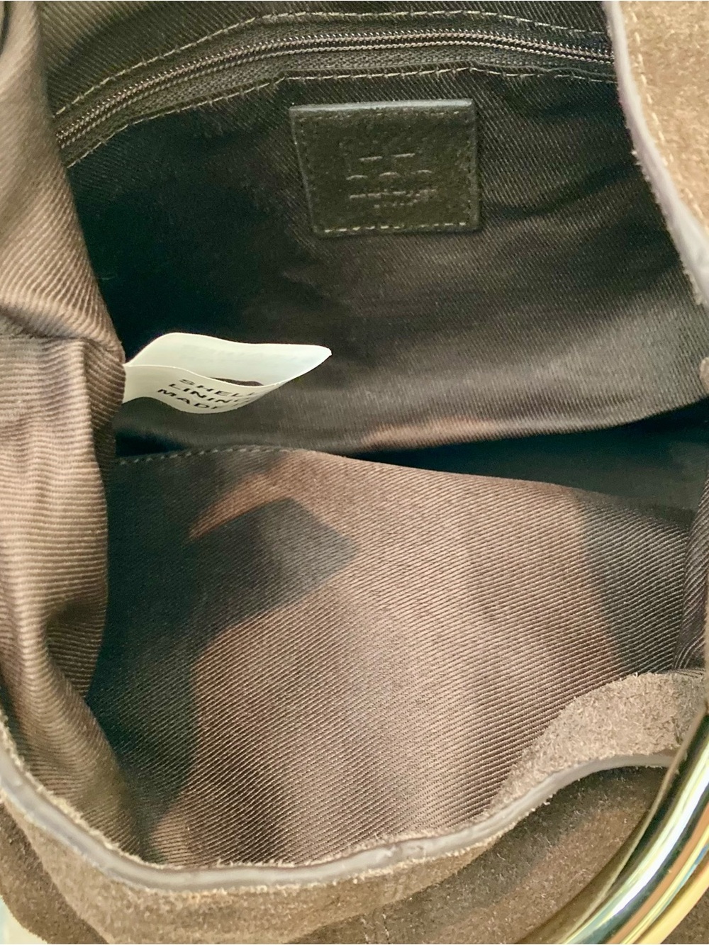 NWT Haute Hippie Brown Suede Hobo Bag/Crossbody with Gold Arched Handle - Picture 8 of 16